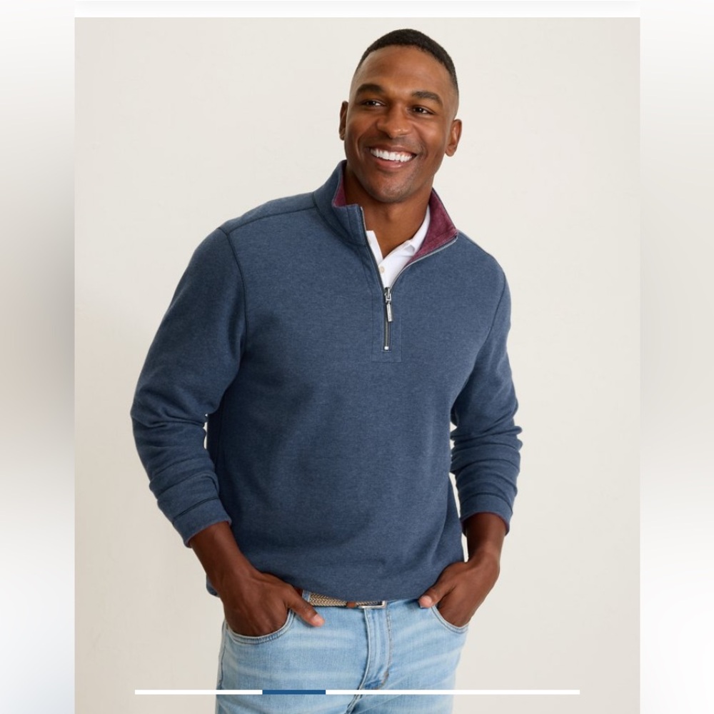 Tommy Bahama Blue and Burgundy Reversible Quarter-Zip Pullover size Large {348}
